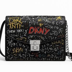 DKNY Graffiti Cleo Crossbody Bag with Chain Strap